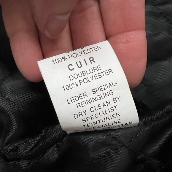 The Leather Factory Women's Black Leather Bomber Moto‎ Jacket Size Large - Picture 9 of 11